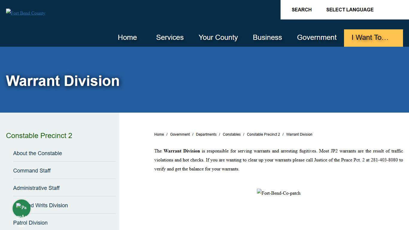 Warrant Division | Fort Bend County